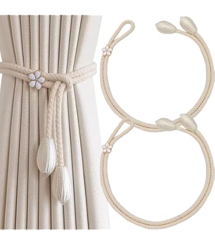 Fermatende Per Tende Con Perle - 8 Pezzi, Corda Intrecciata, Regolabili - Foto 4