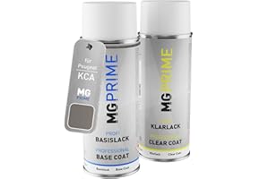 Peinture Voiture Bombes aérosols pour Peugeot KCA Gris Artense Metallic/Cumulus Grey Metallic Basislack Klarlack Spraydose 400ml
