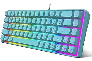 Snpurdiri 60% Gaming Keyboard, RGB Backlit Mini Keyboard,Built-in Steel Plate, Membrane Keyboard but Super Mechanical Feel for Windows PC Gamers(68 Keys Blue)