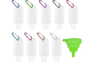 Haisheng Botellas cosméticas de 50 ml de viaje de botellas líquidas de viaje botella Set de botellas recargables de 50 ml botellas de llavero de plástico con 1 embudo para viajes al aire libre escuela