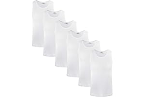 Sock Stack Kids Vests Boys Girls Cotton Vest Plain White Top Back to School Childrens Underwear, Pack of 6