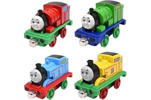 TOMICY Thomas Ensemble De Jouets Magnétique De Train,4 Pièces Train Magnétique en Alliage,Pull-Back Vehicle,pour Thomas, Brio, Chuggington, Jouet pour Tout-Petits Enfants Garçon