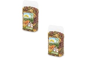 JR FARM Aros de Verduras | Paquete Doble | 2 x 200 g | Alimento complementario para roedores y Conejos Enanos | Puede Servir como Snack crujiente | Delicioso Relleno de Verduras