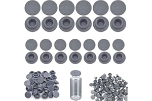 KLYNGTSK 100PCS Vial Rubber Stopper Self Healing Rubber Injection Ports Rubber Stopper for Vials and Liquid Culture Jars with13 mm/7 mm Opening Mushroom Cultivation (Grey, Cap Diameter 20 mm/13 mm)