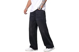 Zewool Jeans Baggy Hip Hop per Uomini,Jeans Skater a Gamba Larga,Pantaloni in Denim a vestibilità Loose,Streetwear