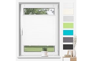 ‎TFSKY Plissee ohne Bohren Klemmfix Weiß 65 x 130 cm, Plissees für Fenster und Tür, Easyfix Plisseerollo