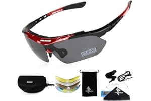 FREE SOLDIER Lunettes Homme de Cyclisme Lunettes anti-UV400 Tactiques Militaires 5 en 1 Lunette Peche pour VTT Airsoft Course à Pied, Conduite, Sports de Plein air