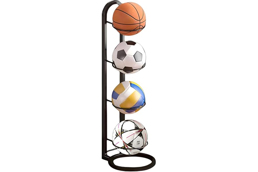 Accmuzzy Football Stand,Metal Ball Stand,Ball Storage Rack Football Stand Display,Sports Organizer Football Holder,Football Storage,Ball Storage Garage Holder for Football,Volleyball,Basketball