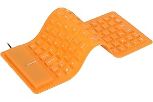 LAZMIN112 Tastiera Silenziosa a 85 Tasti, Tastiera in Silicone USB Cablata Tastiera in Silicone Morbida Impermeabile e Antipolvere Tastiera Giochi Pieghevole Tastiera Soft Touch per Laptop PC(arancia)