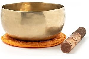 ‎KLANGSCHALEN-CENTER Nepal-Klangschale ca. 500–600 g – Handgeschmiedet & Fair Trade – Für Meditation, Yoga & Entspannung – Inkl. Klöppel & Kissen