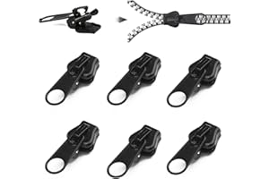 RRICHH 6PCS Zipper Repair Kit Zip Puller Replacement Set 3 Sizes Instant Zippers Rescue Fix for #3#5#8 Zipper Luggage, Backpacks, Jackets, Jeans, Extension & Fixing Black No Tools Needed Multipack