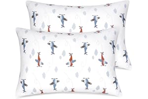 ‎FITTIA Fittia Kuscheliger Gestrickter Kissenbezug Kinder 40x60 Baby Kopfkissenbezug Kleinkind Kissenhülle aus Bio Baumwolle für Kinderwagen, 2er-Pack mit Flugzeug Gemustert 40x60cm