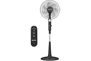 Taylor Swoden Ventilatore a Piantana, DC Silenzioso Ventilatore con Telecomando, Anti-moustique, 28 Velocità, 3 Modalità, 12H Timer, 75° Oscillant, LED, Regolabile in altezza(125-135cm), Nero