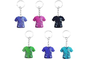 Personlig tandläkaruniform nyckelring set – 6 färger: Rosa, lila, grön, blågrön, mörkblå och mörklila – en genomtänkt present