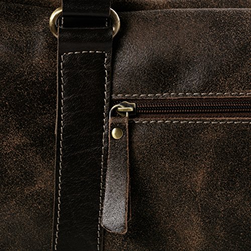 BACCINI Laptoptasche LEON – Notebooktasche groß fit für 15.4″ mit Extra-Abtrennung- Businesstasche – echt Leder Distressed-Braun - 3