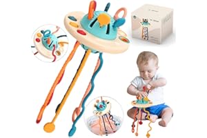 Jokooan Jouets Montessori pour Bébés 6 12 18 Mois, Jouet Bebe 1 an, Jeux d'Activité, Motricité, Multisensorielle pour Bébé, Corde à Tirer en Silicone Jouet Cadeau pour Les Tout-Petits
