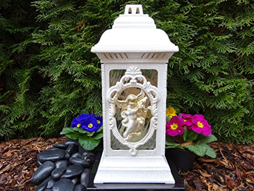 ♥ GRABLAMPE GRABLATERNE MIT ENGEL incl.GRABKERZE 36,0cm ♥ GRABSCHMUCK HERZ GRABLEUCHTE FRIEDHOF GRABLICHT - 2