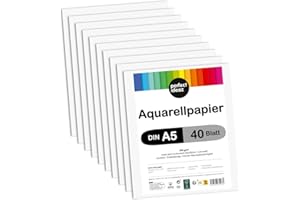perfect ideaz 40 fogli carta per acquerello DIN A5, FSC, 290g, bianca, carta per acquerello dalla struttura leggera & opaca, per artisti, scolari & studenti