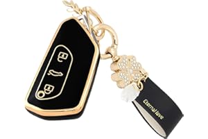 Anevios Autoschlüssel Hülle VW mit Schlüsselanhänger 3 Tasten TUP Kompatibel für VW Golf 8 ID3 ID4 Cupra Formentor Tarraco Octavia Enyaq Schlüsselhülle Autoschlüssel Cover Schutzhülle (Schwarz)