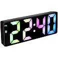 Digital Alarm Clock Colorful Alarm clock Bedside USB/Battery Powered Desk Clock with LED Screen Temperature Display Adjustable Brightness Voice Control 12/24H Display for Home Office Kids Adults