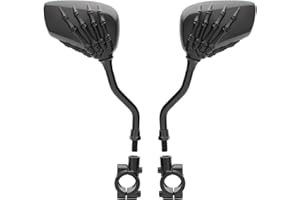 TOPCABIN 1 Pair Bike Bicycle Cycling Rear View Mirror Blindsight Multi Angle Adjustable Billet Aluminum Chrome Plated Outside Rear View Side View Mirrors Skull Claw Style Universal (Black)