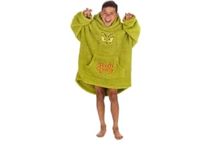 HUGGABLE HOODIE Kids Unisex Novelty The Grinch Oversized Blanket Hoodie Sherpa Fleece Lounge Top 3-13 Years