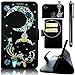 Produktbild Sony Xperia X Compact Handytasche,Sony Xperia X Compact Hülle,Sunroyal Elegant Luxus Noble Schwarz Blau Gelb Moon Mond Bling Diamant Glitzer Rhinestone Muster Entwurf PU Leder Schutz Handyhülle Strass Klapp Flip Bookstyle Akku Wallet Case Folio PU-lederne Dünn Faux Kunstleder DIAMANT Bling Strass Protektiv Cover Tasche Glitter Kristall Crystal Matt Bunt Hart Haut PC Bumper mit Kartenfach Magnetverschlu und Ständer für Sony Xperia X Compact