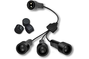 Joycome Conector Luces Navidad, 1-a-3 2 Pines Adaptador Luces Navidad, Impermeable IP65 Divisor para Luz de G40 Cadena Jardín Cortina Red