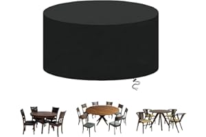 AXFZZRS Housse pour Meubles de Jardin Ronde,Oxford 420D Bache Exterieur Table Ronde,Housse de Protection Table de Jardin,Imperméable,Coupe-Vent,Anti-UV,Résistant à la Déchirure, 70x50cm,Noir