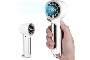 Uwelliky Mini Ventilador Portátil Recargable USB, 5 Velocidades Ajustables Con Pantalla LED, 9600 RPM Viento Fuerte, Batería 4000mAh, Ventilador De Mano Turbo Para Oficina Viajes Hogar Camping