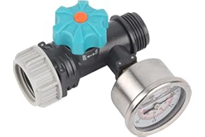 ASIXXSIX Wasserdruckregelventil, G3/4-Zoll-Innengewinde, Einstellbarer Wasserdruckminderer mit Manometer, Bewässerungsregler für Gewächshausgarten, für Wohnmobil-Wohnwagen
