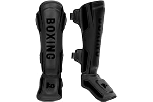 NZQXJXZ Protège-Tibias de Kickboxing, Protège-Tibias de Muay Thai, Protège-Jambes Réglables avec Protection du Cou-De-Pied, Équipement d'Entraînement pour l'Entraînement et Le Sparring MMA