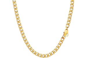 PROSTEEL Mens Cuban Chain Necklace, Curb Link Chains Silver/Gold Plated, 4mm/6mm/9mm/13mm Width, 18"-30" Inches, Hip Hop Jewellery -Send Gift Box