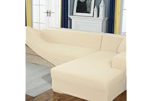 AYouge Sofa Cover, Corner Sofa Cover, Stretch Sofa Cover with Fixed Foam Rod, for 1/2/3/4-Seater (L-Shaped Corner Sofa Requires Two Covers)