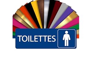 GRAVURE CONCEPT Plaque Signalétique Toilettes Hommes – Plaque De Porte Adhésive PVC 5 x 15 cm – 21 Couleurs Disponibles (Bleu)