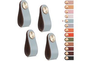 LEREATI Pack of 4 Leather Handles for Furniture, Cabinet Handles, Blue Furniture Handles, Drawer Handles, Modern Furniture Knobs, Cabinet Handles for Kitchen Cabinets, Cupboards, Door, Home Decor