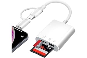 CLOMNPE [Apple MFi Certified] Lecteur de Carte SD pour iPhone iPad, 3 en 1 Lightning USB C Lecteur Carte SD pour SD/Micro SD/Charging, Adaptateur Carte SD pour iPhone 15/16, Galaxy S24/S23, Android, Caméra