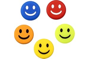 FIBOUND 5 Paquet de Amortisseurs de Raquette de Tennis en Silicone, Amortisseur de Raquette Smiley Drôle, Convient À Tous Les Passionnés et Joueurs de Raquette - 5 Coloris