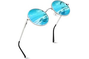 GQUEEN Retro okrągłe okrągłe okulary przeciwsłoneczne z polaryzacją męskie damskie ochrona UV400, MEZ1