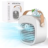 Portable Air Cooler, Mini Mobile Air Conditioner, Evaporative Air Conditioners with Humidification Function, 3 Speed, Desktop