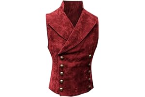UnoSheng Chaleco de traje renacentista para hombre retro elegante - chaleco para hombre negro vintage traje cruzado chaleco clásico medieval steampunk chaleco slim fit victoriano chaleco de equitación