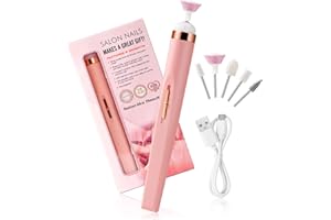 Keilend Electric Nail Files, USB Rechargeable Nail Drills with 12000 RPM, Professional Manicure Pedicure Kits with 5 Drill Bits for Nail Salon & Home DIY，Pink