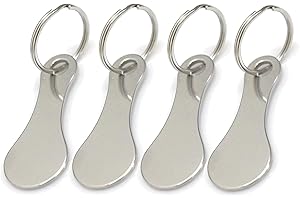 Dolaso 4 Pcs Stainless Steel Shopping Cart Token, Shopping Trolley Tokens, Shopping Trolley Release Key, Coin Keychain for Shopping Cart, Stainless Steel Universal Shopping Cart Coins with Key Ring