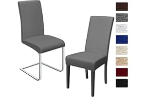 BALLADHOME Stuhlhussen 2 Stück, Stretch-Stuhlbezug elastische moderne Husse Elasthan Stretchhusse Stuhlbezug Stuhlüberzug . bi-elastic Spannbezug, sehr pflegeleicht und langlebig Universal (2 Stück, Taupe)-J