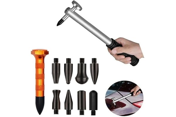 GS Lot de 10 outils de débosselage sans peinture pour carrosserie de voiture en aluminium avec tête de débosselage