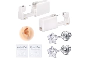 AVYRING 2 st engångs-öronpiercingset med studs – komplett set för säker och enkel att använda hemma örsnideri, 316 l kirurgis