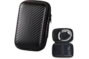 TQPUWT Hard Drive Case, 2.5 Inch Shockproof and Waterproof Hard Drive Bag, EVA External Hard Drive Case, Multi-Function Storage Carrying Universal Travel Case for Small Electronics, Color - Carbon Fiber
