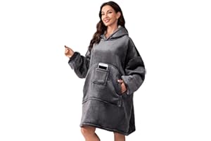 Menkala Sherpa Hoodie Sweatshirt Kuscheldecke Ultra Weiche Warme Original TV Decke mit Ärmeln und Tasche Tragbare Flanell Fleece Kapuzen Pullover für Erwachsene Männer Damen Teenager 80 x 120 cm