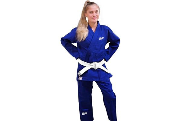 Starpro Kimono Judo - Uniforme Professionnel pour Entraînement et Compétition en Arts Martiaux, MMA, Taekwondo pour Hommes, Femmes & Enfants en 350 gr - 110-200 cm - Blanc et Bleu