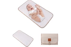 QILUCKY Portable Baby Changing Mat, Foldable Travel Nappy Changing Mat, Lightweight, Wipeable, Skin-Friendly Fabric, Suitable for Home and Outdoor Use